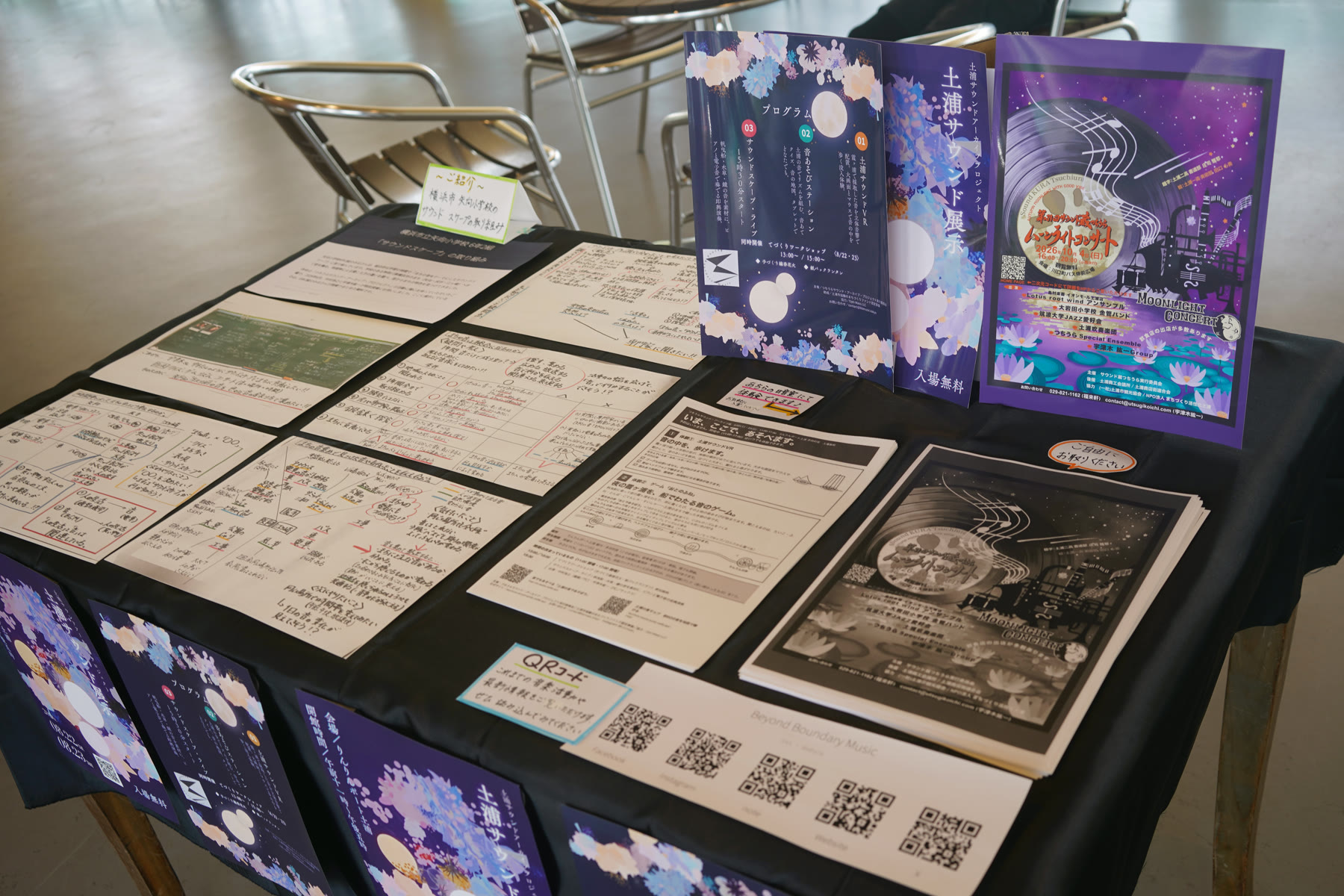 展示台に並んだ記録パネル